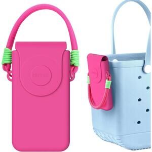Pink Silicone Phone Bag with Strap